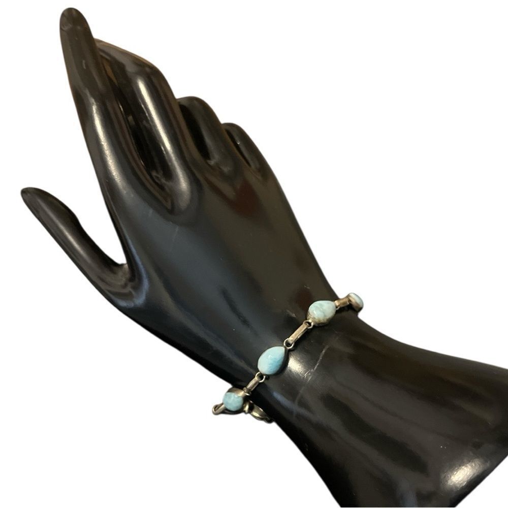 Sterling Silver and Blue Larimar Teardrop Bracelet